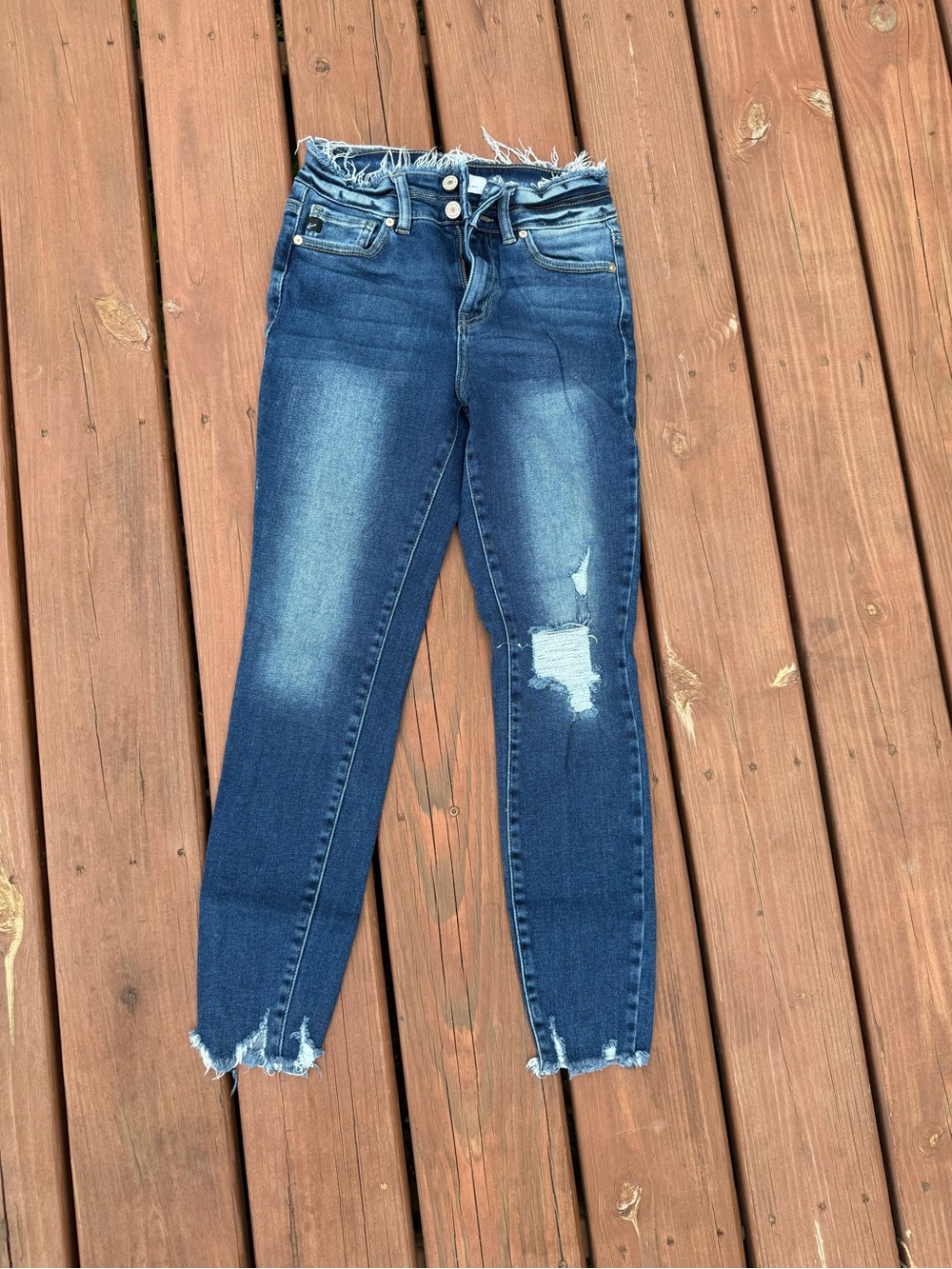 KanCan High-Rise Distressed Skinny Jeans - Dark Blue